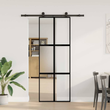 vidaXL tolóajtó vasalatokkal 76x205 cm edzett üveg&Alumínium (3332971) nyílászáró