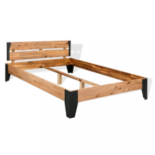 vidaXL tömör akácfa és acél ágykeret 152 x 203 cm ágy és ágykellék