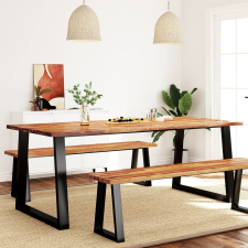 vidaXL tömör akácfa étkezőasztal természetes éllel 200 x 90 x 75 cm bútor