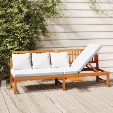 vidaXL tömör akácfa kanapé krémszínű párnákkal 200 x 60 x 75 cm ágy és ágykellék