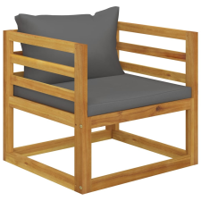 vidaXL tömör akácfa kerti szék sötétszürke párnákkal kerti bútor
