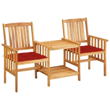 vidaXL tömör akácfa kerti székek teázóasztallal és párnákkal kerti bútor