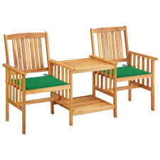 vidaXL tömör akácfa kerti székek teázóasztallal és párnákkal (3061280) kerti bútor