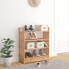 vidaXL Tömör diófa cipőállvány fiókkal 70 x 27 x 81 cm bútor