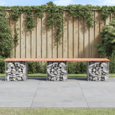 vidaXL tömör duglászfenyő gabion kerti pad 203x44x42 cm kerti bútor