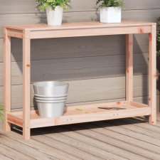 vidaXL tömör duglászfenyő ültetőasztal polccal 108 x 35 x 75 cm kerti dekoráció