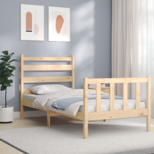 vidaXL tömör fa ágykeret fejtámlával 100 x 200 cm ágy és ágykellék