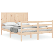 vidaXL tömör fa ágykeret fejtámlával 120 x 200 cm (3194501) ágy és ágykellék