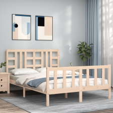 vidaXL tömör fa ágykeret fejtámlával 140 x 190 cm ágy és ágykellék