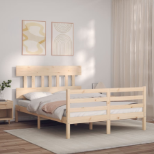 vidaXL tömör fa ágykeret fejtámlával 140 x 200 cm ágy és ágykellék