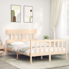 vidaXL Tömör fa ágykeret fejtámlával 140 x 200 cm ágy és ágykellék