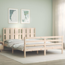 vidaXL tömör fa ágykeret fejtámlával 160 x 200 cm ágy és ágykellék