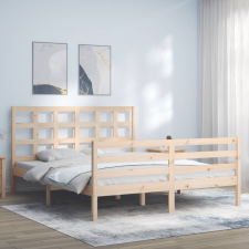 vidaXL tömör fa ágykeret fejtámlával 160 x 200 cm ágy és ágykellék