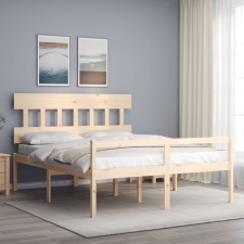 vidaXL tömör fa ágykeret fejtámlával 160 x 200 cm ágy és ágykellék