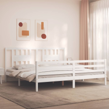 vidaXL tömör fa ágykeret fejtámlával 200 x 200 cm ágy és ágykellék
