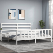 vidaXL tömör fa ágykeret fejtámlával 200 x 200 cm ágy és ágykellék