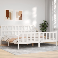 vidaXL tömör fa ágykeret fejtámlával 200 x 200 cm ágy és ágykellék