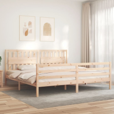 vidaXL tömör fa ágykeret fejtámlával 200 x 200 cm ágy és ágykellék