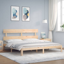 vidaXL tömör fa ágykeret fejtámlával 200 x 200 cm ágy és ágykellék
