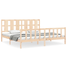 vidaXL tömör fa ágykeret fejtámlával 200 x 200 cm (3192251) ágy és ágykellék