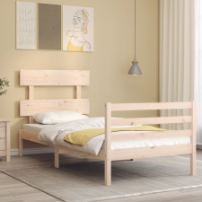vidaXL tömör fa ágykeret fejtámlával 2FT6 Small Single ágy és ágykellék