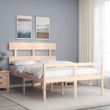 vidaXL tömör fa ágykeret fejtámlával 4FT Small Double ágy és ágykellék