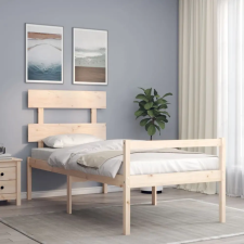 vidaXL tömör fa ágykeret fejtámlával 90 x 200 cm ágy és ágykellék
