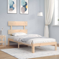 vidaXL Tömör fa ágykeret fejtámlával 90 x 200 cm (3193516) ágy és ágykellék