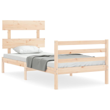 vidaXL tömör fa ágykeret fejtámlával 90 x 200 cm (3195076) ágy és ágykellék