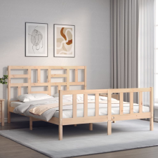 vidaXL tömör fa ágykeret fejtámlával King Size ágy és ágykellék