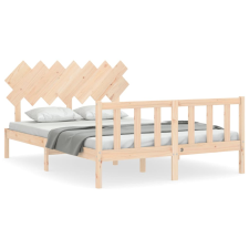 vidaXL tömör fa ágykeret fejtámlával King Size (3193471) ágy és ágykellék