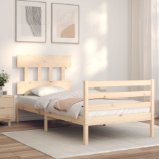 vidaXL Tömör fa ágykeret fejtámlával (Single) ágy és ágykellék