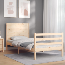 vidaXL tömör fa ágykeret fejtámlával Small Single ágy és ágykellék