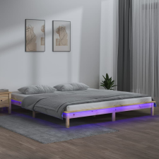 vidaXL tömör fa ágykeret LED-világítással 160 x 200 cm ágy és ágykellék