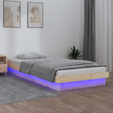 vidaXL Tömör fa ágykeret LED-világítással 90 x 200 cm ágy és ágykellék