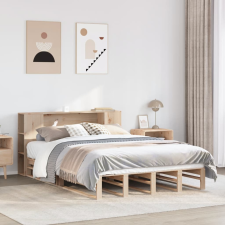vidaXL tömör fa könyvespolcos ágy matrac nélkül 120 x 200 cm ágy és ágykellék