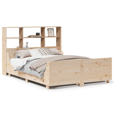 vidaXL tömör fa könyvespolcos ágy matrac nélkül 135 x 190 cm (3323821) ágy és ágykellék
