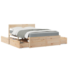 vidaXL tömör fenyőfa ágy fiókokkal és matraccal 120 x 200 cm ágy és ágykellék