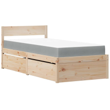vidaXL tömör fenyőfa ágy fiókokkal és matraccal 90 x 200 cm ágy és ágykellék
