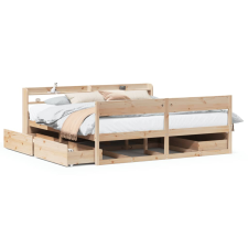 vidaXL tömör fenyőfa ágy matrac nélkül 200 x 200 cm (3307110) ágy és ágykellék