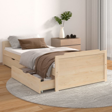 vidaXL tömör fenyőfa ágykeret fiókkal 90 x 200 cm ágy és ágykellék