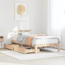 vidaXL tömör fenyőfa ágykeret fiókokkal 100 x 200 cm ágy és ágykellék