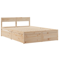 vidaXL tömör fenyőfa ágykeret fiókokkal 140 x 190 cm ágy és ágykellék