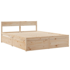 vidaXL tömör fenyőfa ágykeret fiókokkal 150 x 200 cm ágy és ágykellék