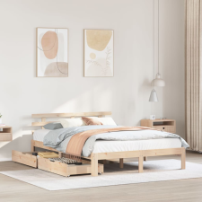 vidaXL tömör fenyőfa ágykeret fiókokkal 160 x 200 cm ágy és ágykellék