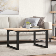 vidaXL tömör fenyőfa és öntöttvas dohányzóasztal O-vázzal 90x90x45 cm bútor