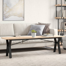 vidaXL tömör fenyőfa és öntöttvas dohányzóasztal Y-vázzal 160x40x45 cm bútor
