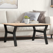 vidaXL tömör fenyőfa és öntöttvas dohányzóasztal Y-vázzal 80x80x45 cm bútor