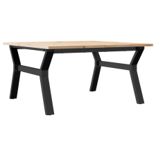 vidaXL tömör fenyőfa és öntöttvas dohányzóasztal Y-vázzal 80x80x45 cm bútor