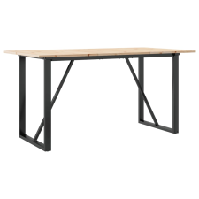 vidaXL tömör fenyőfa és öntöttvas étkezőasztal O-vázzal 140x80x75 cm bútor